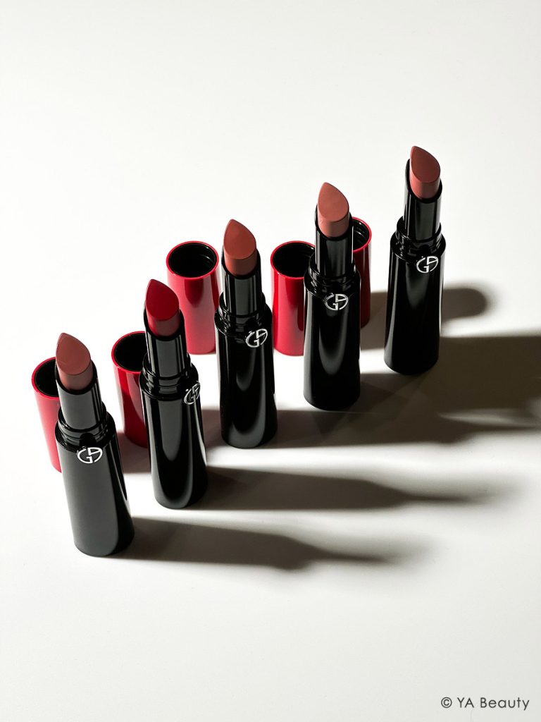Armani Beauty Lip Power Long Lasting Satin Lipstick high end editorial product photo